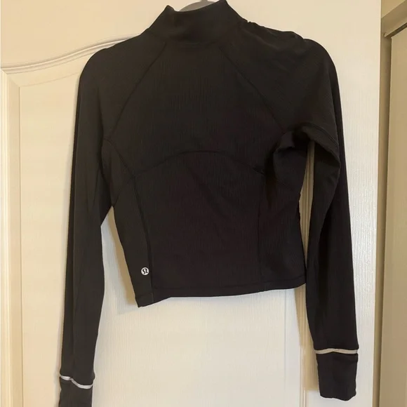 lululemon athletica Black Rulu Cropped Half Zip Long Sleeve - Picture 3 of 4